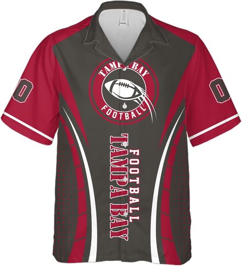 Discover Customize Football Mens Cuban Shirt Short Sleeve Button Down Hawaiian Shirts Summer Beach Personalized Number Shirts