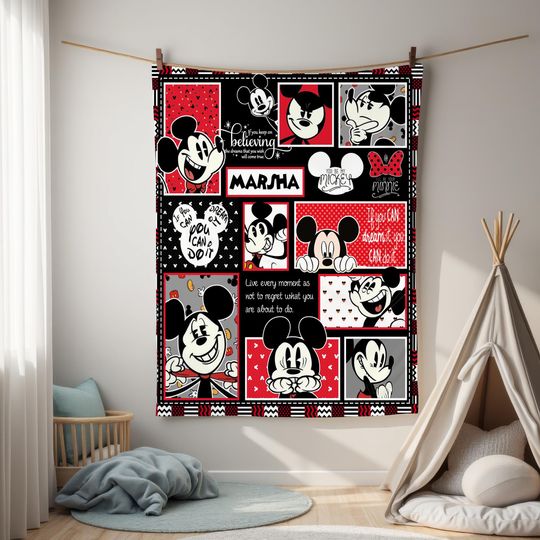 Discover Personalized Mickey Mouse Blanket, Mickey Blanket, Mickey Mouse Birthday Gifts, Disneyland Mickey Minnie Christmas Gift For Her,Baby Blanket