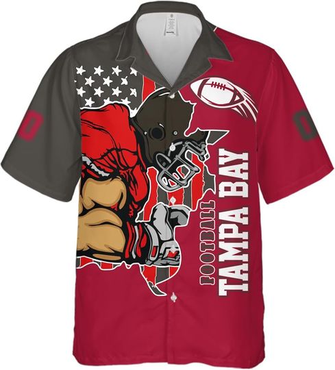 Discover Custom Football Hawaiian Shirts Men Number Name Logo Personalized Game Day Funny Shirts Button Down Shirts