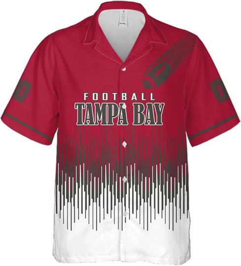 Discover Custom Sport Front Back Casual Name Number Football Hawaiian Shirts Personalized Men Button Down Shirts