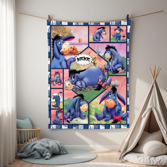 Discover Personalized Eeyore Blanket, Eeyore Baby Name Blanket, Winnie The Pooh Eeyore Birthday Party Blanket, Eeyore Christmas Gifts
