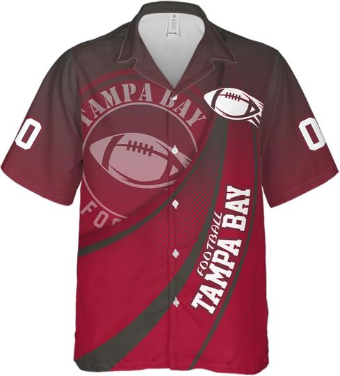 Discover Custom Hawaiian Shirt Men Short Sleeve Football Name Number Logo Personalized Front-Back Aloha Button Down Shirts