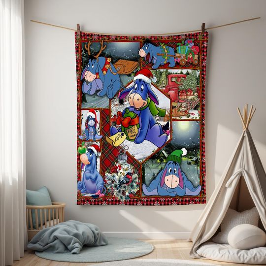 Discover Personalized Eeyore Blanket, Eeyore Baby Name Blanket, Winnie The Pooh Eeyore Birthday Party Blanket, Eeyore Christmas Gifts