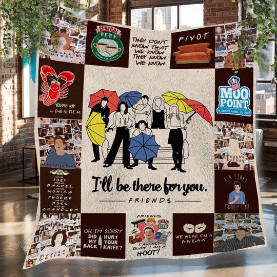 Friends TV Show Christmas Fleece Blanket, Friends Movie Vintage Fleece Blanket, Fleece Blanket, Christmas Gifts