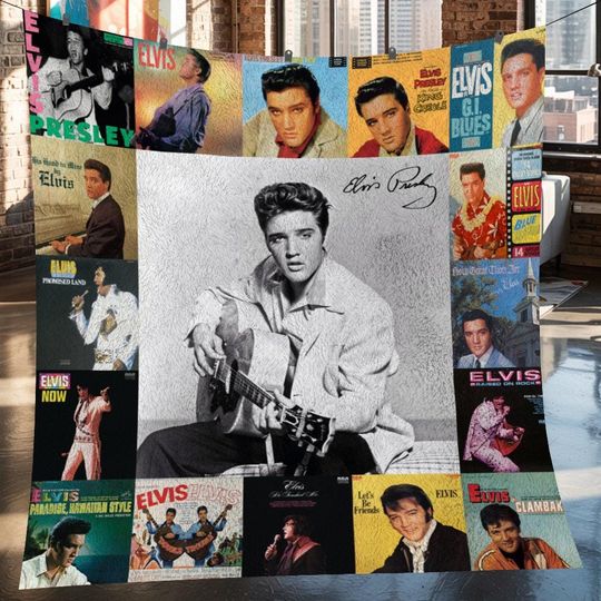 Elvis Presley Christmas Fleece Blanket, Elvis Presley Vintage Fleece Blanket, Fleece Blanket, Christmas Gifts