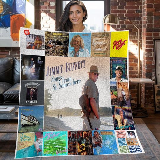 Discover Jimmy Buffett Christmas Fleece Blanket, Jimmy Buffett Vintage Fleece Blanket, Fleece Blanket, Christmas Gifts