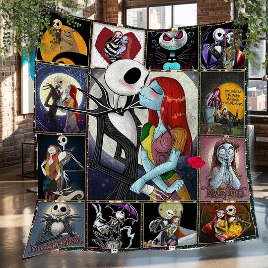 Discover Jack Skellington Christmas Fleece Blanket, Jack Skellington Vintage Fleece Blanket, Fleece Blanket, Christmas Gift