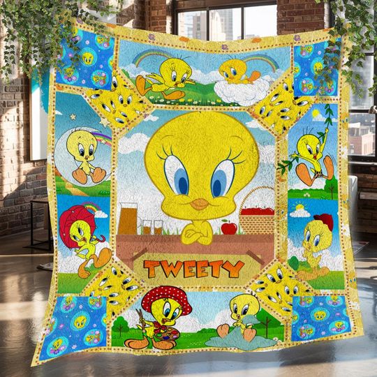 Tweety Bird Christmas Fleece Blanket, Tweety Bird Vintage Fleece Blanket, Fleece Blanket, Christmas Gifts
