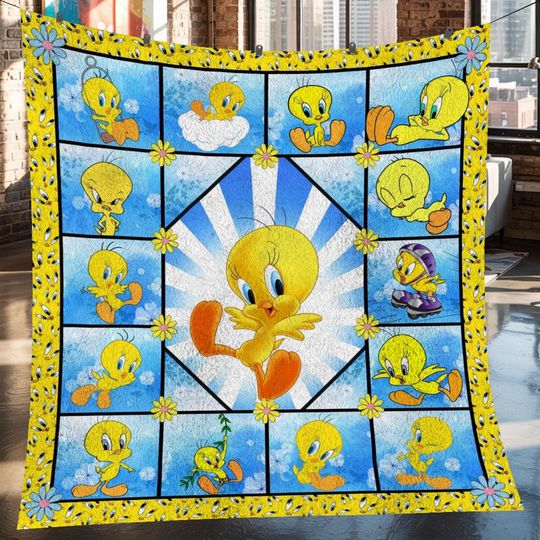 Tweety Bird Christmas Fleece Blanket, Tweety Bird Vintage Fleece Blanket, Fleece Blanket, Christmas Gifts