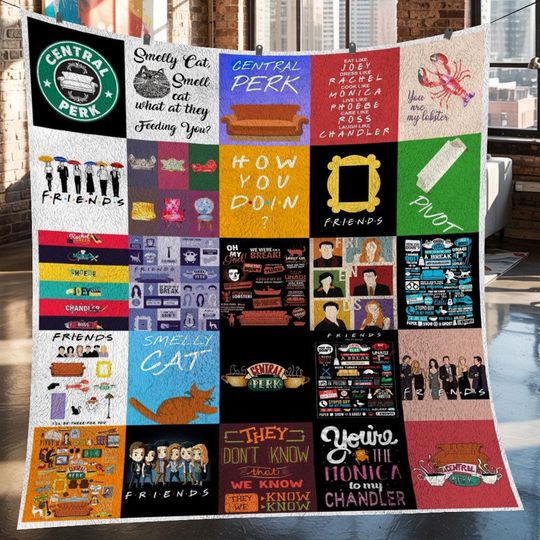 Friends TV Show Christmas Fleece Blanket, Friends Movie Vintage Fleece Blanket, Fleece Blanket, Christmas Gifts