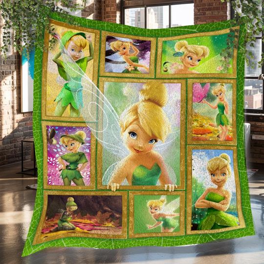 Discover Tinker Bell Christmas Fleece Blanket, Tinker Bell Vintage Fleece Blanket, Christmas Fleece Blanket