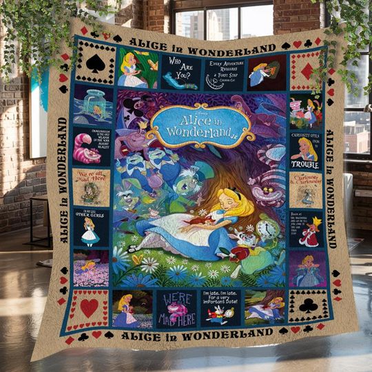 Discover Alice in Wonderland Christmas Fleece Blanket, Alice in Wonderland Vintage Fleece Blanket, Christmas  Fleece Blanket