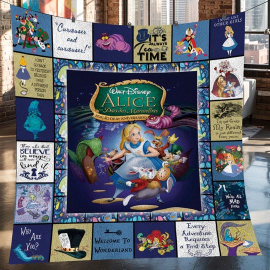 Discover Alice in Wonderland Christmas Fleece Blanket, Alice in Wonderland Vintage Fleece Blanket, Christmas Fleece Blanket