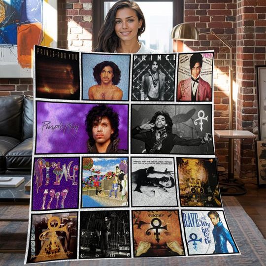 Prince Purple Christmas Fleece Blanket, Prince Purple Vintage Fleece Blanket, Fleece Blanket, Christmas Gifts