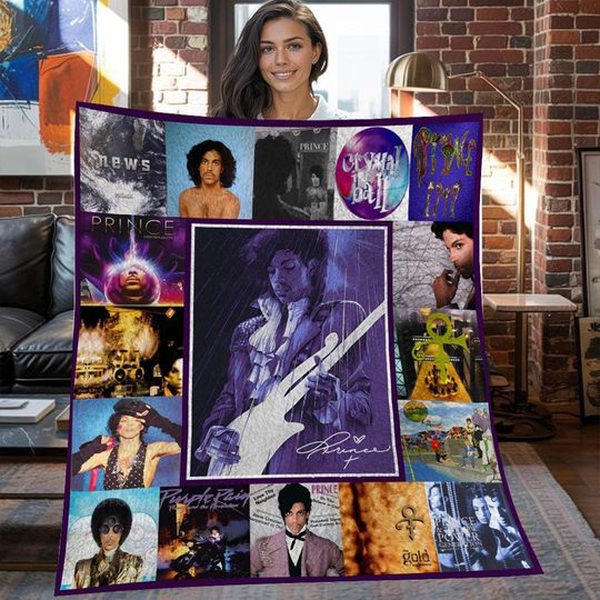 Prince Purple Christmas Fleece Blanket, Prince Purple Vintage Fleece Blanket, Fleece Blanket, Christmas Gifts