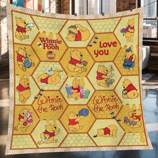 Winnie The Pooh Christmas Fleece Blanket, Winnie The Pooh Vintage Fleece Blanket, Fleece Blanket, Christmas Gifts