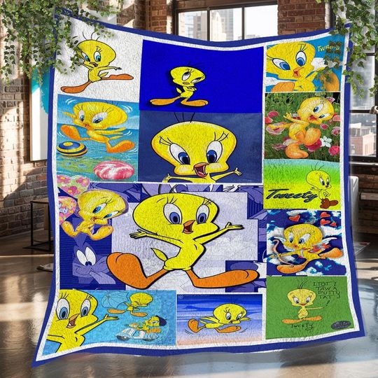 Tweety Bird Christmas Fleece Blanket, Tweety Bird Vintage Fleece Blanket, Fleece Blanket, Christmas Gifts
