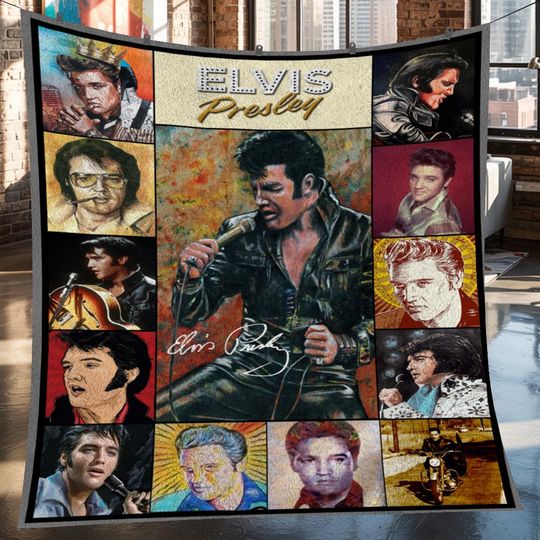 Elvis Presley Christmas Fleece Blanket, Elvis Presley Vintage Fleece Blanket, Fleece Blanket, Christmas Gifts