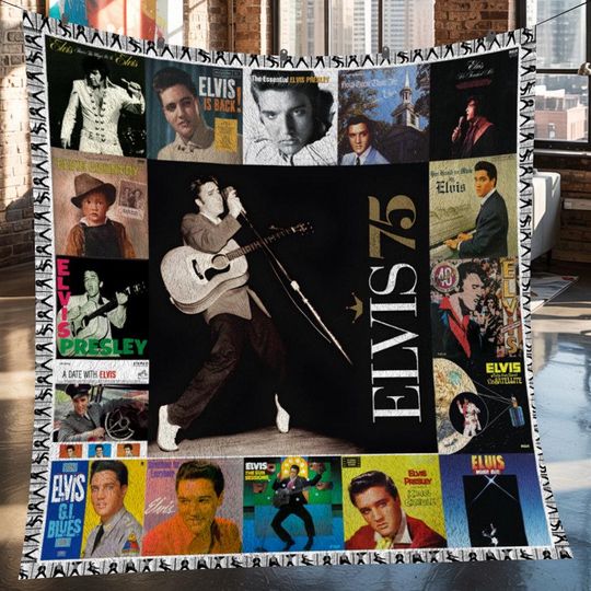 Elvis Presley Christmas Fleece Blanket, Elvis Presley Vintage Fleece Blanket, Fleece Blanket, Christmas Gifts