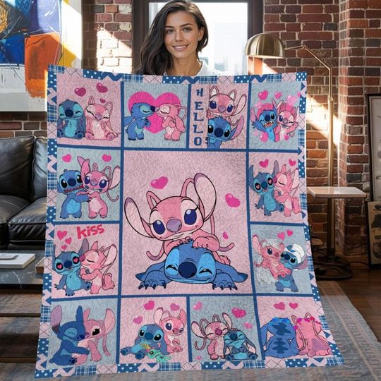 Discover Lilo and Stitch Christmas Fleece Blanket, Lilo and Stitch Vintage Fleece Blanket, Fleece Blanket, Christmas Gifts