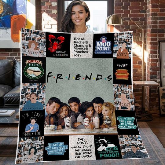 Friends TV Show Christmas Fleece Blanket, Friends Movie Vintage Fleece Blanket, Fleece Blanket, Christmas Gifts