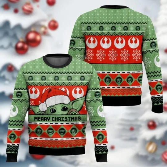 Discover Santa Baby Yoda Ugly Christmas Sweater, Grogu Yoda Merry Christmas Sweater, Disn