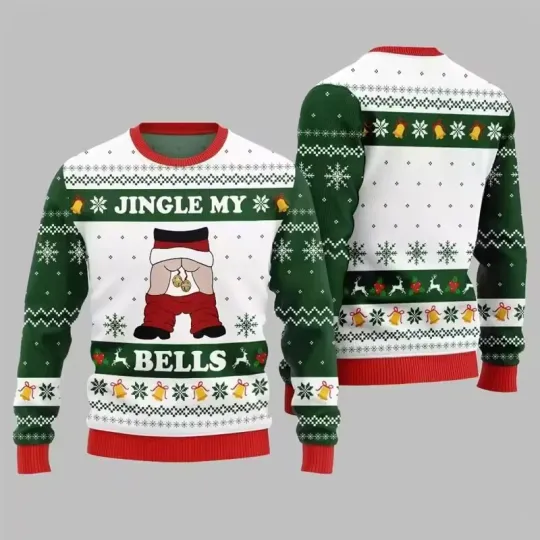 Discover Funny Santa "Jingle My Bells" Ugly Christmas Sweater