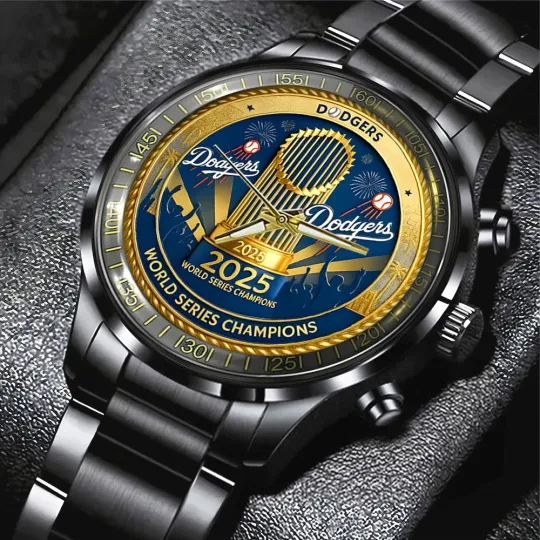 LA Dodgers 2025 World Series Champions Steel Band Watch