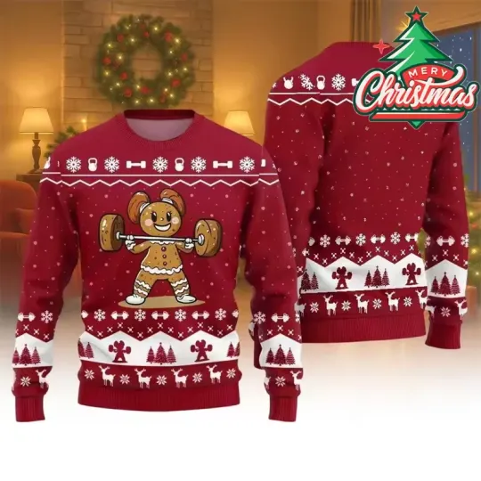 Discover Funny 3D Gingerbread Ugly Sweater Pullover Sweater Cute Cartoon Sweatshirt