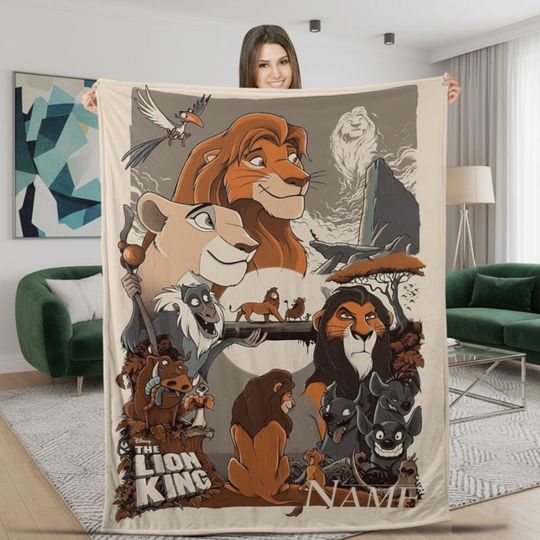 Discover Custom Name Lion Family Blanket, Personalized Name Lion King Movie Blanket, Lion Love Gift, Lion Movie Blanket, Characters Blanket