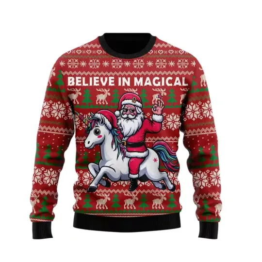 Fashion Unicorn Ugly Christmas Sweater Trend 3D Printed Xmas Sweatshirt Pullover