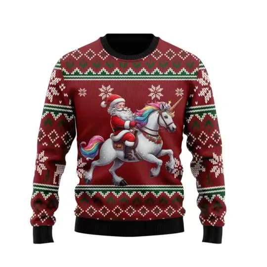 Fashion Unicorn Ugly Christmas Sweater Trend 3D Printed Xmas Sweatshirt Pullover