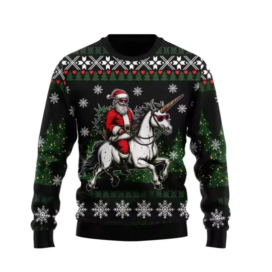 Fashion Unicorn Ugly Christmas Sweater Trend 3D Printed Xmas Sweatshirt Pullover