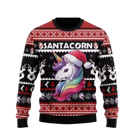 Fashion Unicorn Ugly Christmas Sweater Trend 3D Printed Xmas Sweatshirt Pullover