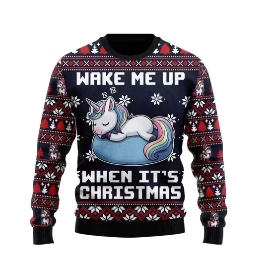 Fashion Unicorn Ugly Christmas Sweater Trend 3D Printed Xmas Sweatshirt Pullover