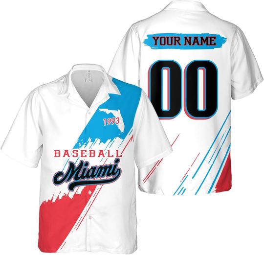 Discover Personalized Miami Baseball Team Marlins Hawaiian Shirts for Men, Gift for Fan