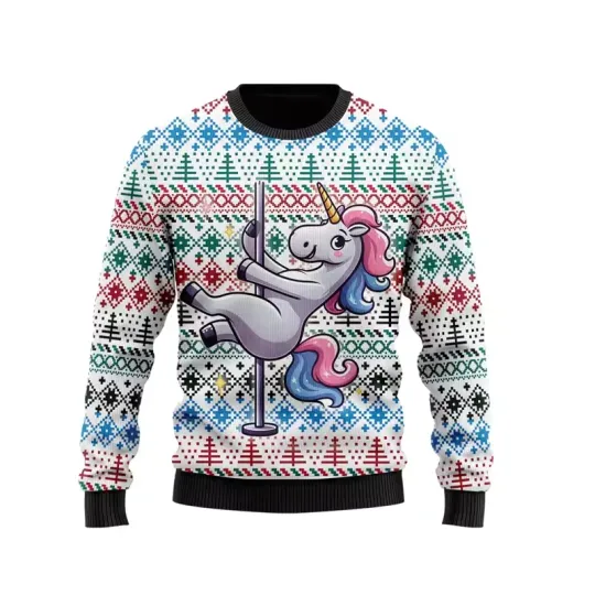 Fashion Unicorn Ugly Christmas Sweater Trend 3D Printed Xmas Sweatshirt Pullover