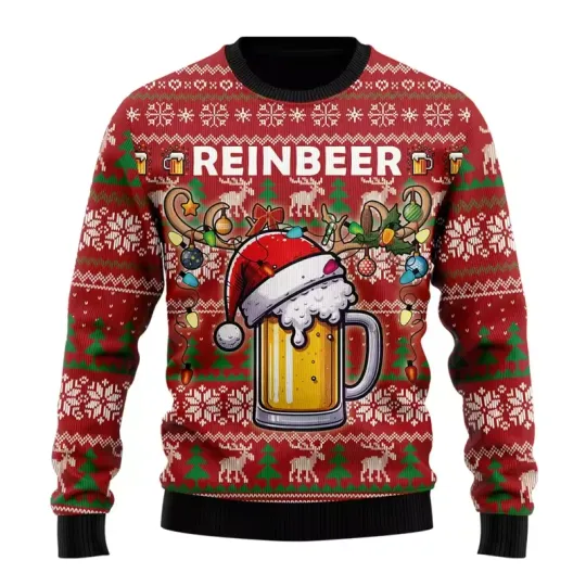 Discover Fashion Beer Ugly Christmas Sweater Women Clothes Hip Hop Bar Party Sweatshirts