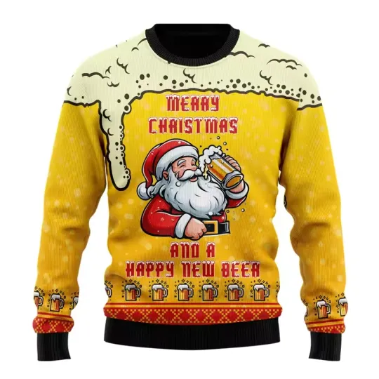 Fashion Beer Ugly Christmas Sweater Women Clothes Hip Hop Bar Party Sweatshirts