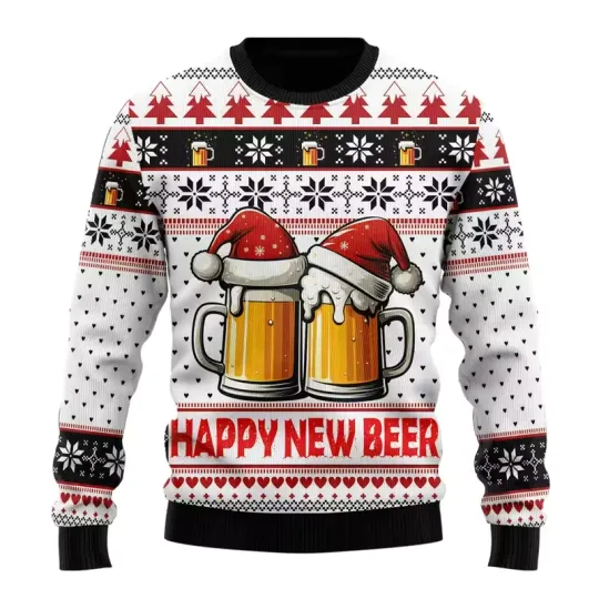 Discover Fashion Beer Ugly Christmas Sweater Women Clothes Hip Hop Bar Party Sweatshirts