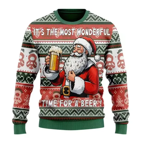 Discover Fashion Beer Ugly Christmas Sweater Women Clothes Hip Hop Bar Party Sweatshirts