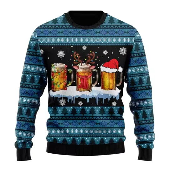 Discover Fashion Beer Ugly Christmas Sweater Hip Hop Bar Party Ugly Sweatshirts S-5XL