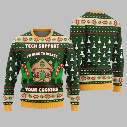 Discover Funny 3D Gingerbread Cottage Ugly Sweatshirt Xmas Holiday Pullover Sweater
