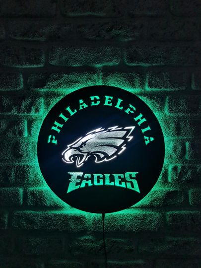 Discover Philadelphia Eagles LED Lighted Sign, American Football Team Emblem Illuminated Sign, Eagles Man Cave Decor, Christmas Gift