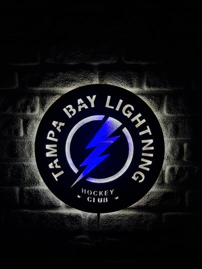 Discover Tampa Bay Lightning LED Lighted Sign, Ice Hockey Team Emblem Illuminated Sign, Gift For Hockey Lovers, Christmas Gift