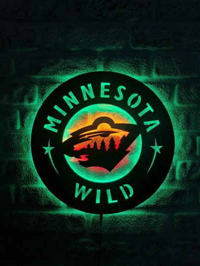 Discover Minnesota Wild LED Lighted Sign, Ice Hockey Team Emblem Illuminated Sign, Best Gift For Hockey Lovers, Christmas Gift