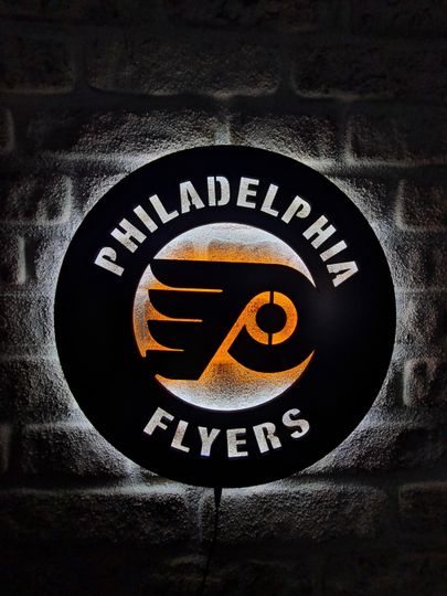 Discover Philadelphia Flyers LED Lighted Sign, Ice Hockey Team Emblem Illuminated Sign, Best Gift For Hockey Lovers, Christmas Gift