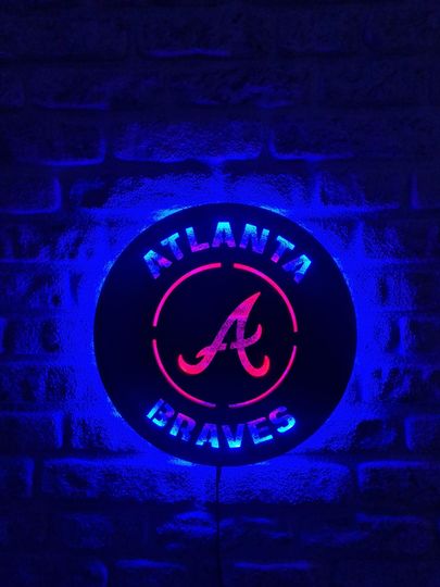 Discover Led Lighted Atlanta Braves Sign, Stylish Wall Decor for Baseball Fans, Illuminated Man Cave Decor, Christmas Gift