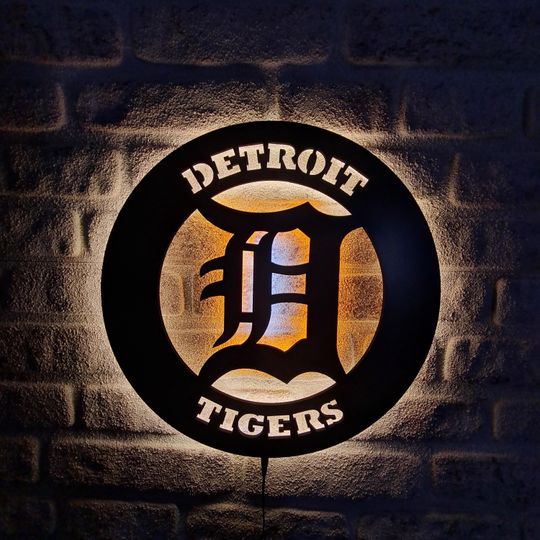 Discover Detroit Tigers Led Lighted Sign,  Illuminated Wall Decor for Baseball Fans, Baseball Wall Art, Christmas Gift