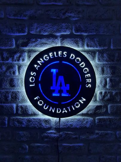 Los Angeles Dodgers LED Lighted Sign, LA Dodgers Baseball Team Emblem Illuminated Sign, Best Gift For Baseball Lovers, Christmas Gift